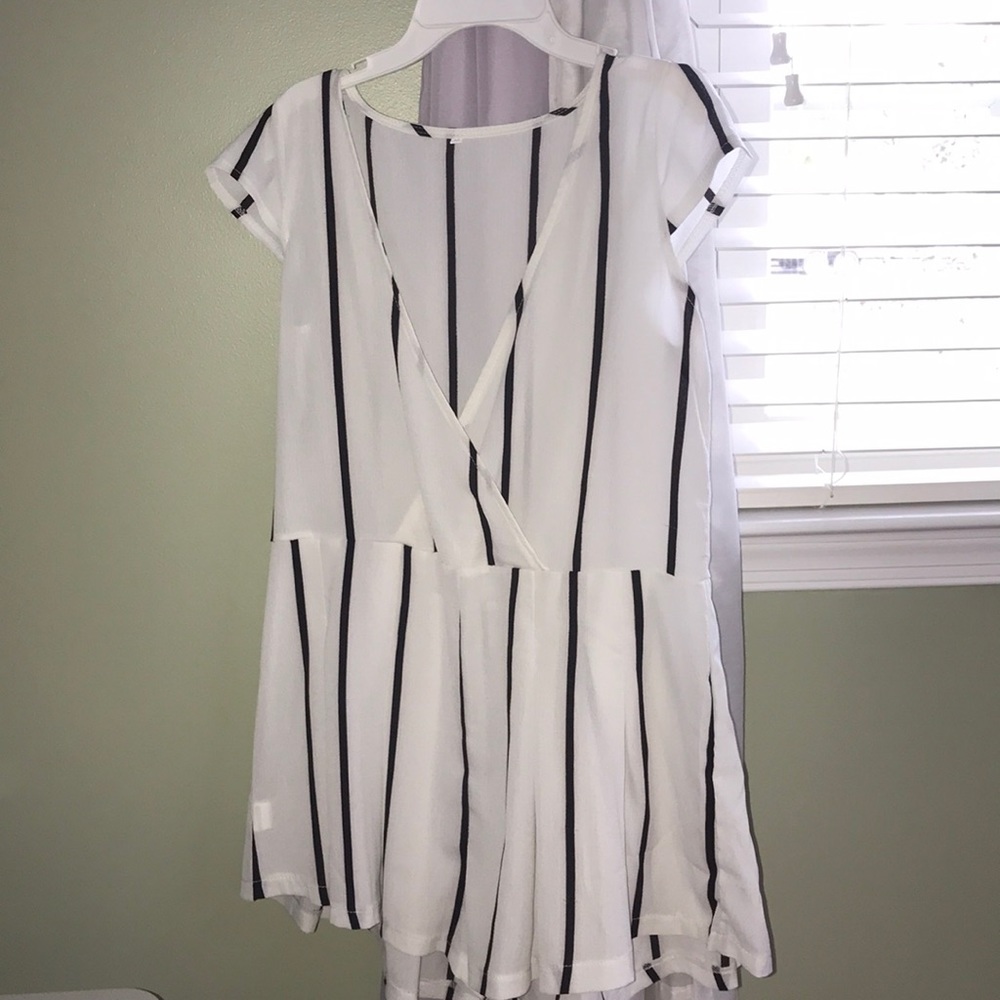 Black and white striped romper